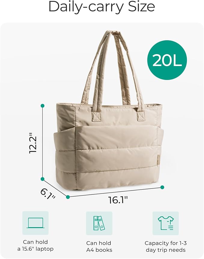 BAGSMART Tote Bag for Women, Lightweight Puffy Tote Bag - Image 2