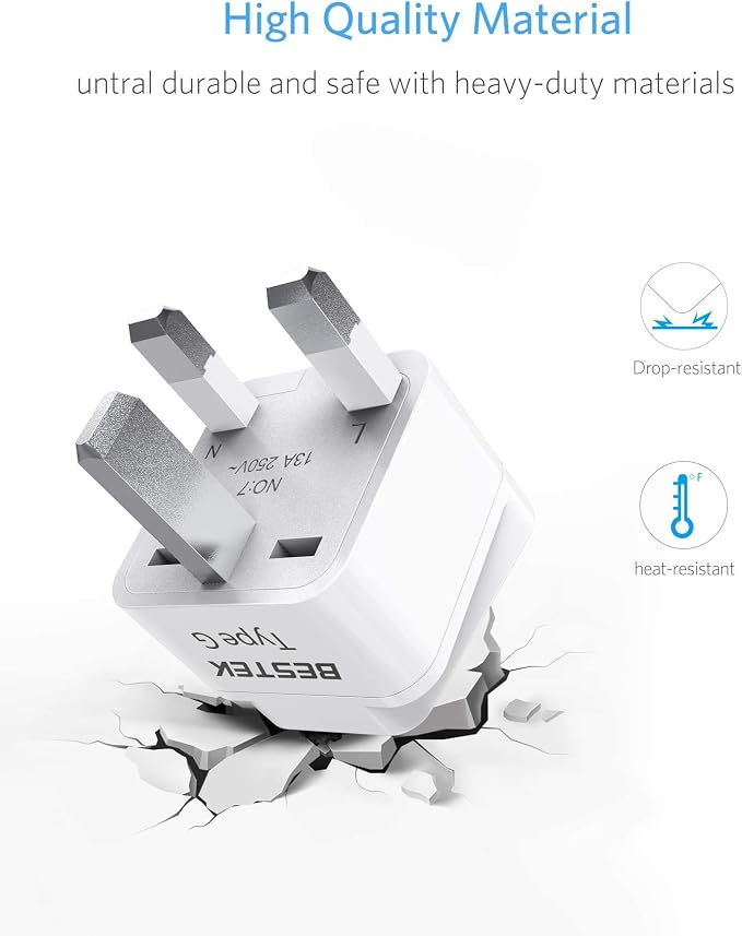 BESTEK UK Travel Plug Adapter Set, Grounded Universal Power Plug Adapter - Image 6