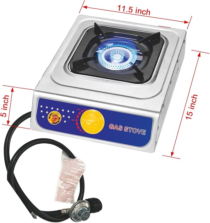 Vivicreate Propane Gas Stove 10000 BTU Single Burner Stainless Steel Cooktop - Image 2