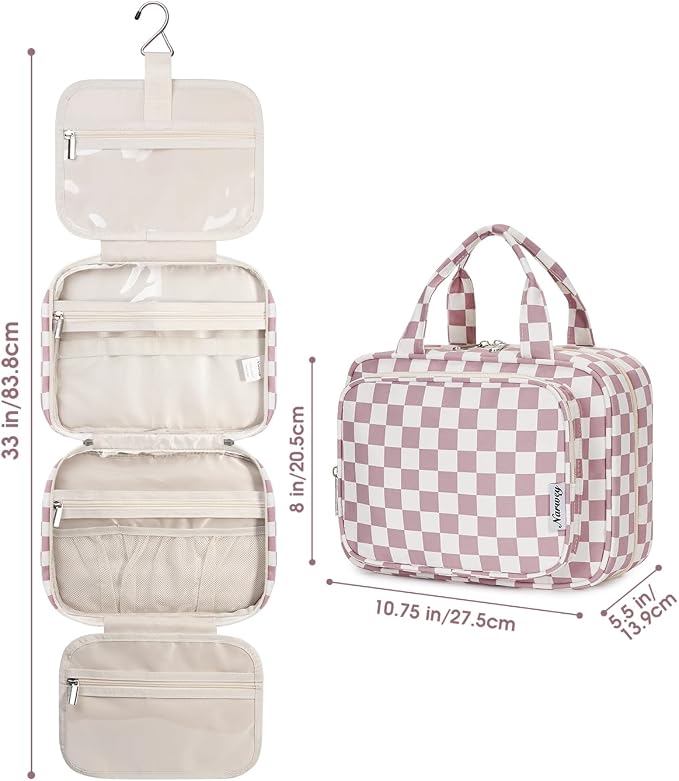 Narwey Hanging Toiletry Bag for Women Travel Makeup Bag Organizer Toiletries - Image 7