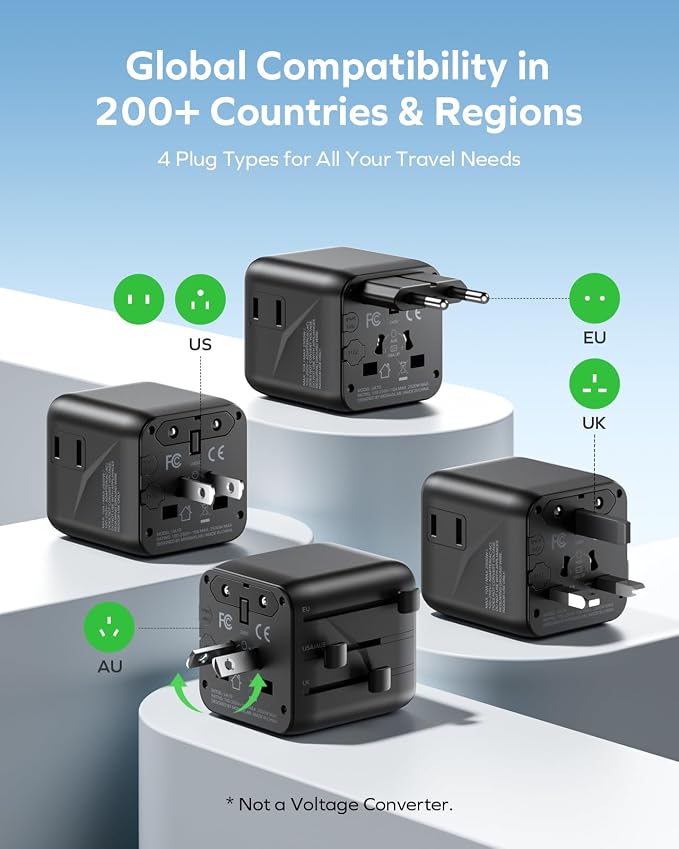 MOMAX Mini Universal Travel Adapter Worldwide, 2 AC, All European Travel Plug - Image 2