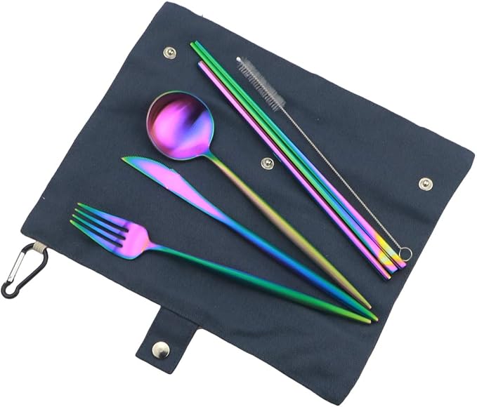 Gugrida Reusable Travel Utensils, 7 Piece Portable 304 Stainless Steel - Image 4