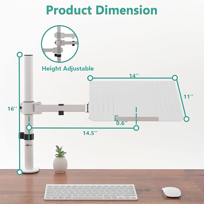 WALI Laptop Mount Arm for Desk, Laptop Tray, Fully Adjustable, - Image 4