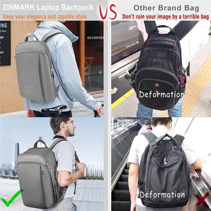 ZINMARK Slim Expandable 15 15.6 16 Inch Laptop Backpack Anti Theft Travel - Image 5
