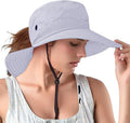 Rosoz Ponytail Sun Bucket Hats for Women UV Protection Foldable Mesh Wide Brim by Rosoz