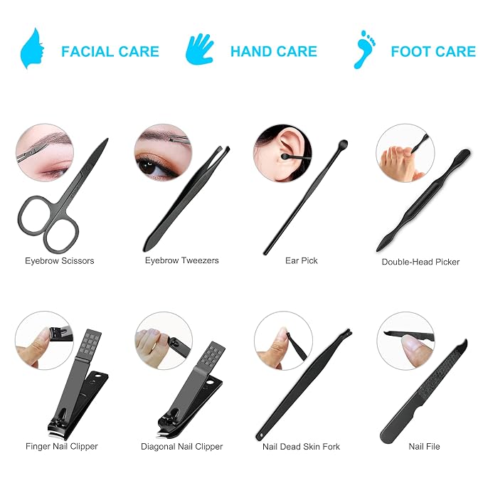 8 PCS Premium Manicure Set, AULLUA Nail Clippers, Professional Grooming Gift Kit - Image 5