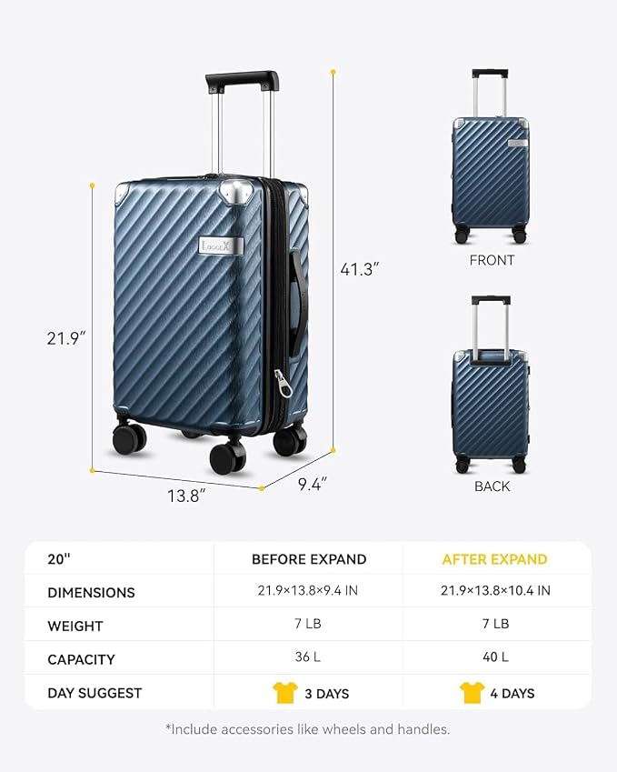 LUGGEX Luggage with Spinner Wheels - Image 7