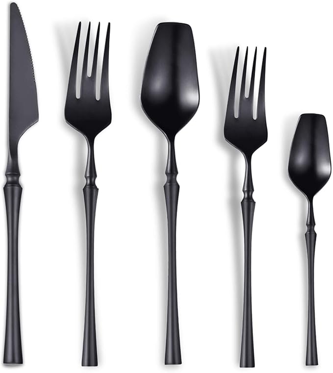 20-Piece Matte Black Silverware Set by Lemeya