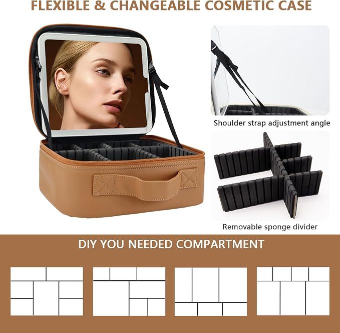 Travel Makeup Bag for Makeup Artists Large Makeup Case, - Image 3
