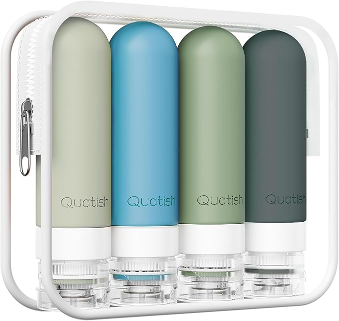 Quatish Travel Bottles for Toiletries, Original Patented Leak Proof Travel Size by Quatish