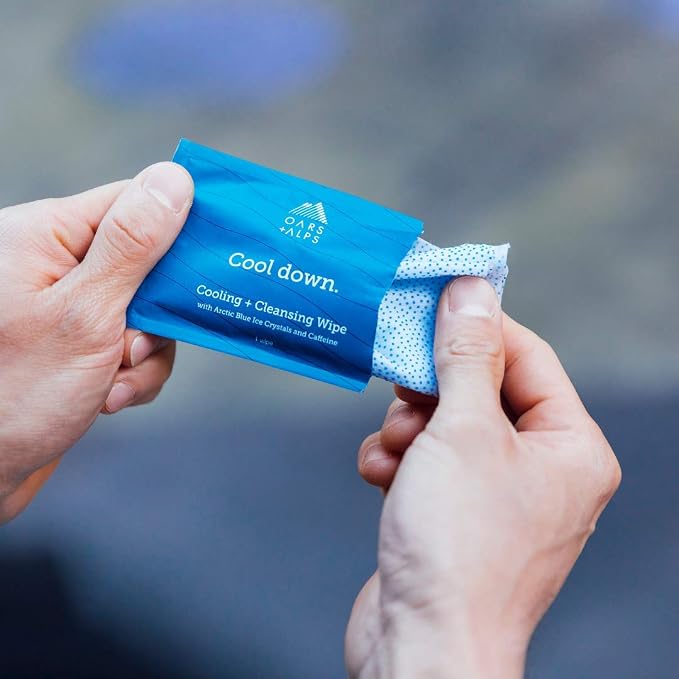 Oars + Alps Cooling Face & Body Wipes, Dual Sided Cleansing Wipes Towelettes - Image 4