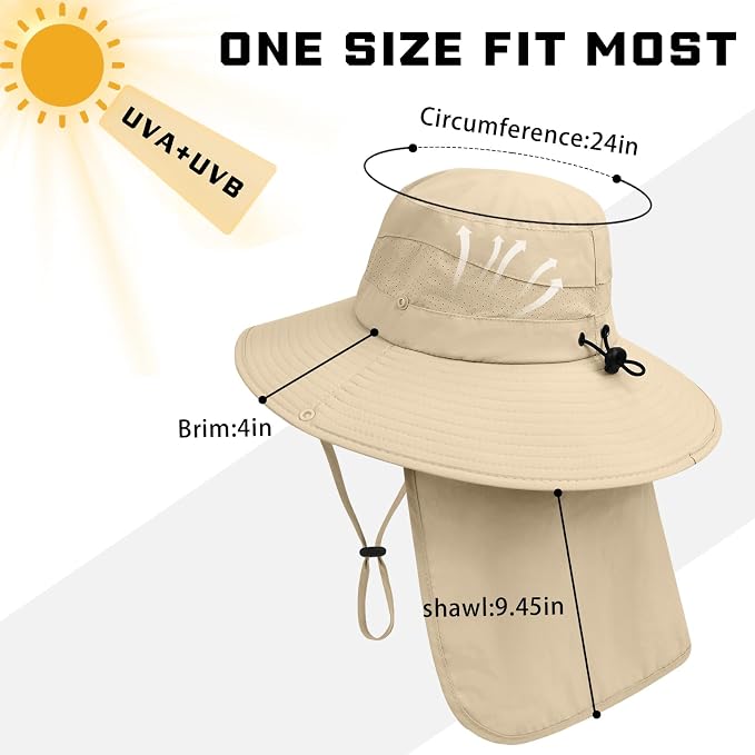 Sun Hats for Men Women, UPF50+ Protection Safari Hat, Wide Brim Fishing Hat - Image 6