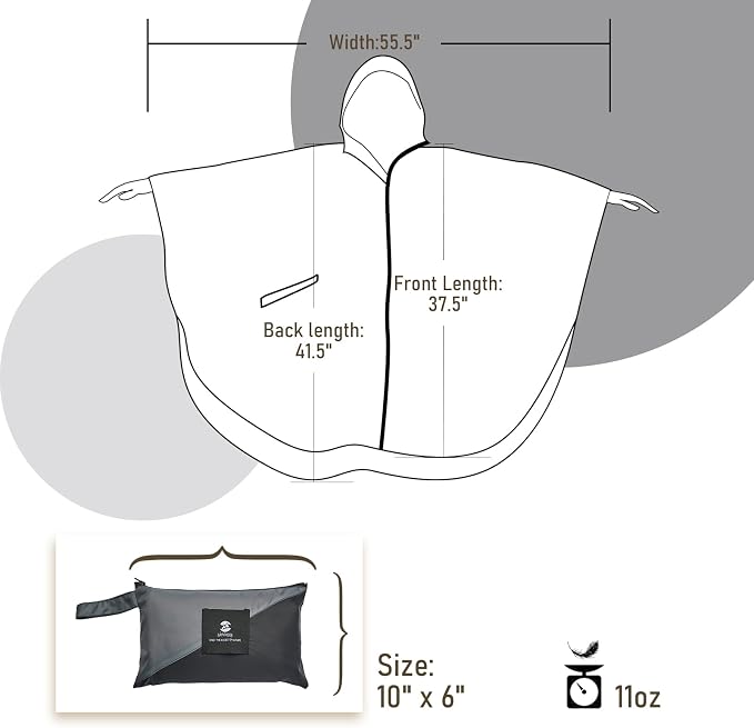 SaphiRose Rain Poncho Jacket Coat Hooded - Image 7