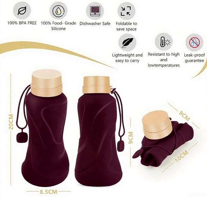 Collapsible Water Bottles, Leak Proof, Reuseable BPA Free Silicone Foldable - Image 2