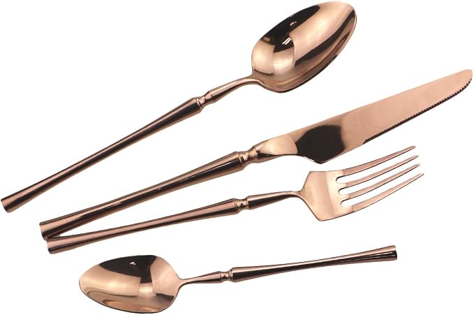 Gugrida 20 piece Copper Flatware Set 304 Stainless Steel Fork Spoon Cutlery - Image 5