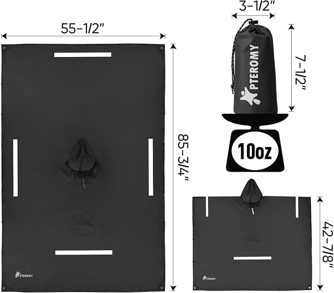 PTEROMY Hooded Rain Poncho for Adult - Image 7