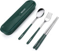 Travel cutlery set, 18/8 stainless steel cutlery, Reusable utensils set by inkuleer