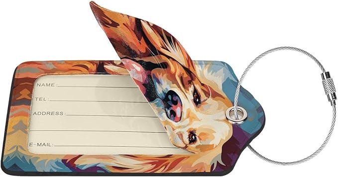 Dog Leather Luggage Tag with Stainless Steel Ring, Fun Name Id Card Cover - Image 2