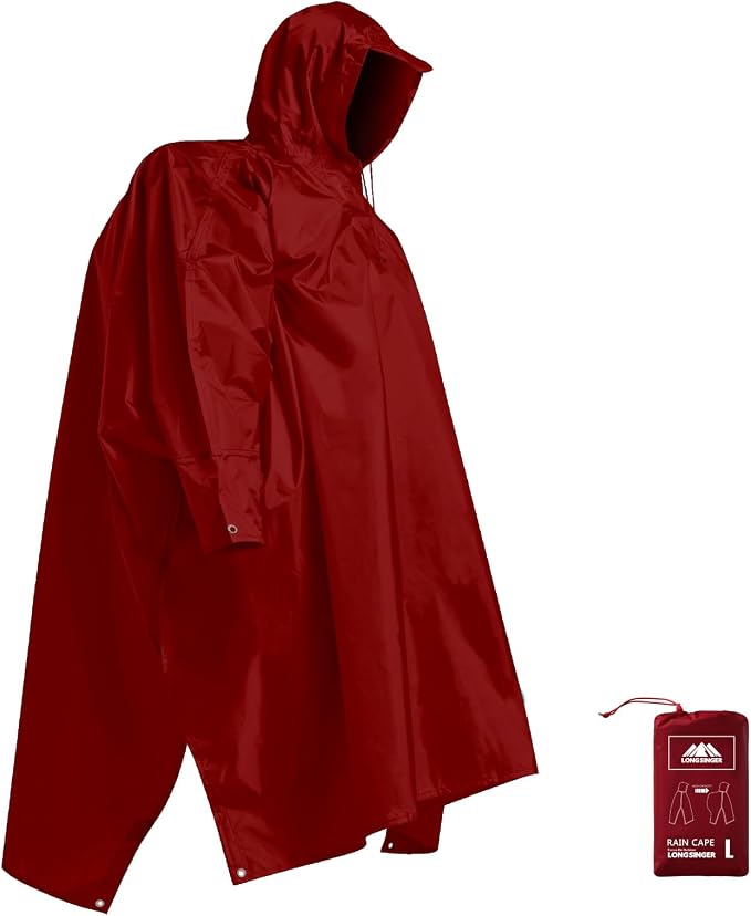 longsinger Hooded Rain Poncho for Adult by LONGSINGER