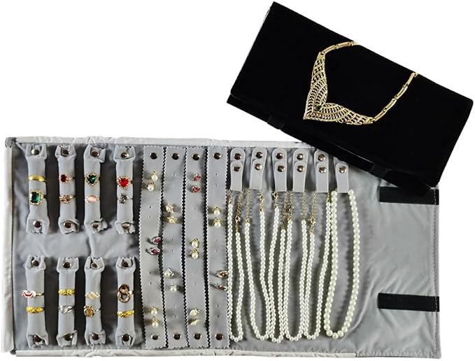 Velvet Travel Jewelry Case Roll Bag Organizer - Image 6