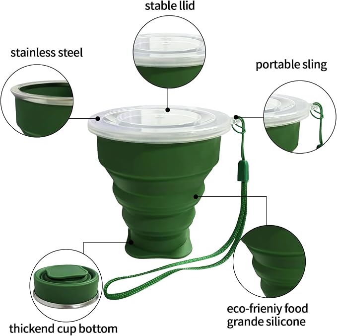 Collapsible Cup-Silicone Foldable Expandable Folding Drinking Cups-Reusable - Image 3