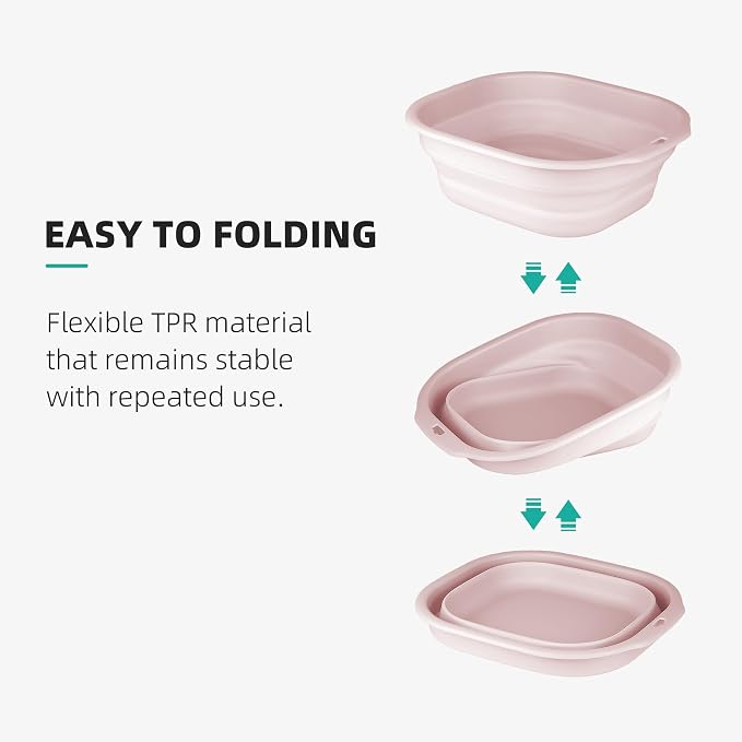 2 Pack Collapsible Wash Basin Set, Foldable Dish Tub, Small Medium Portable Sink - Image 6