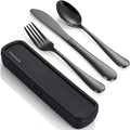 Travel Utensils with Case, 4-Piece Stainless Steel Portable Cutlery Set by TININA