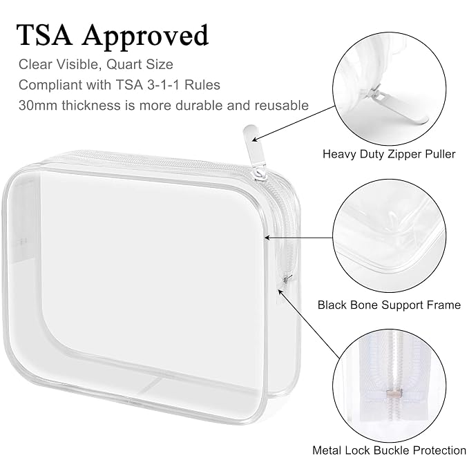 Lermende 2pcs Clear Toiletry Bag TSA Approved Travel Bag, Carry On - Image 3