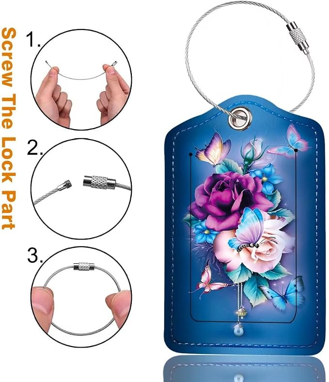 2 Pack Luggage Tag for Suitcase, Cute Unique Leather Bag Tags Identifiers - Image 4
