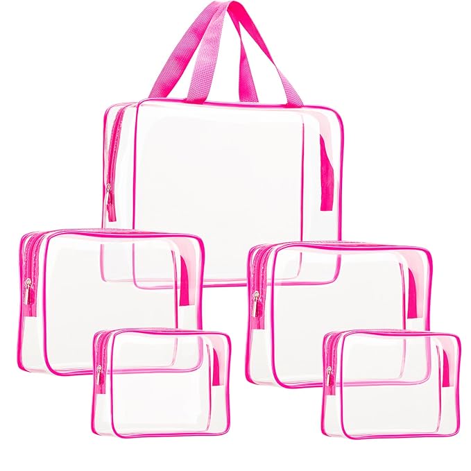 5Pcs Crystal Clear PVC Travel Toiletry Bag Kit by ROYBENS