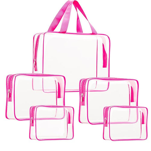 5Pcs Crystal Clear PVC Travel Toiletry Bag Kit by ROYBENS