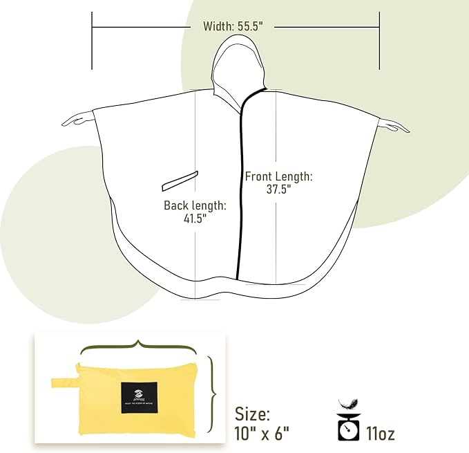 SaphiRose Unisex Rain Poncho Raincoat Hooded - Image 6