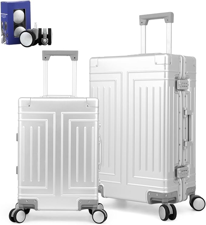 All Aluminum Magnesium 20/26 Luggage Set，Cut from Whole Aluminum Sheet，22x14x9 by KANGSHILU