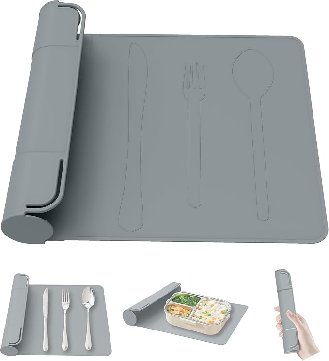 Utensil Box, Tableware Silicone Portable Box Silverware mat, Suitable by OMATAT