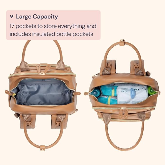 BabbleRoo Leather Diaper Bag Backpack - Image 4