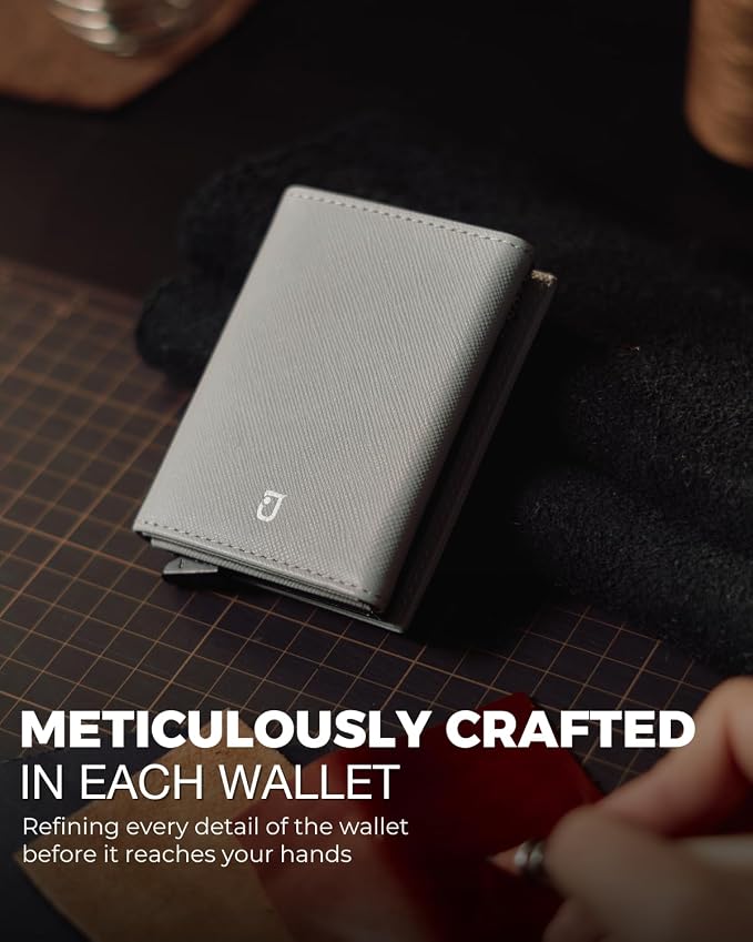 Jenoss Smart Wallet For Men & Women: Full Grain Leather, Handcrafted, Slide - Image 4