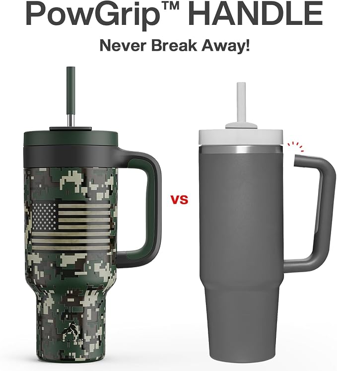 40 oz Camo Tumbler with Handle, 2-in-1 Straw and Sip Lid, Dishwasher Safe - Image 3