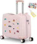 20" Ride-On Travel Suitcase for Kids, Cute Ear Toddler Carry on Luggage by smilesun
