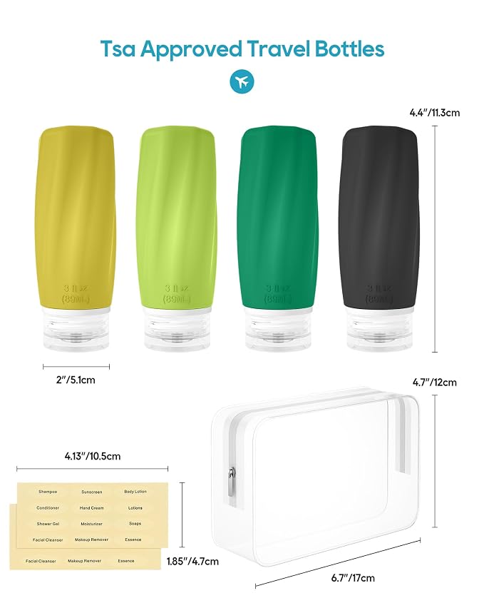 Morfone Travel Bottles Set for Toiletries, Tsa Approved Travel Size Containers - Image 6