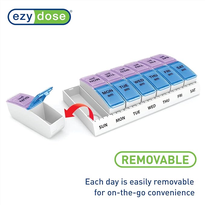 Ezy Dose Weekly AM/PM Pill Organizer, Vitamin and Medicine Box, Small Pop-out - Image 4