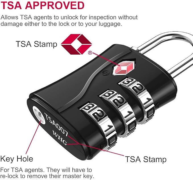ZHEGE Luggage Lock for Train 4 Pack, 1 Cable, TSA Approved Travel Cable Lock - Image 2