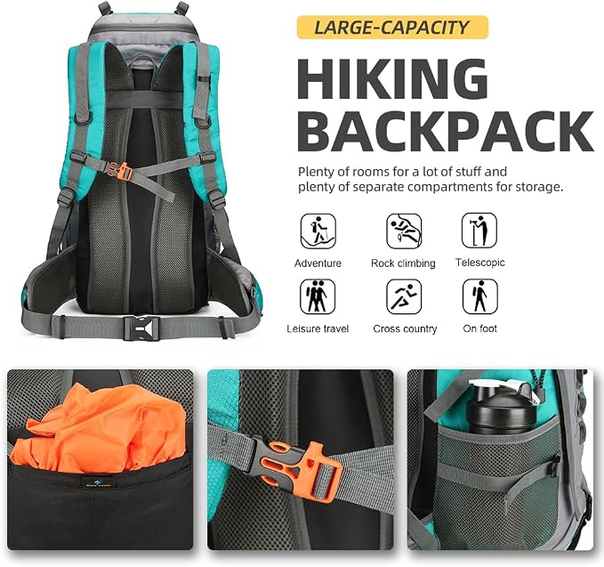 King'sGuard 60L Hiking Backpack Large Waterproof Camping Backpack - Image 4