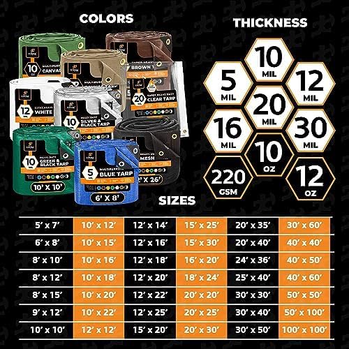 Multipurpose Protective Cover Brown Poly Tarp 30' x 40' - Image 8