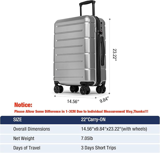 KYME Carry On Luggage 22x14x9 Airline Approved - Image 7