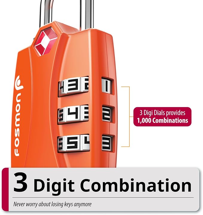 Fosmon TSA Accepted Luggage Locks, Open Alert Indicator 3 Digit Combination - Image 3