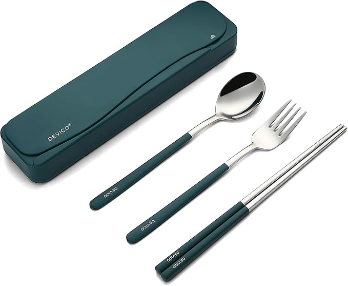 DEVICO Travel Utensils, 18/8 Stainless Steel Portable Reusable Camping by DEVICO