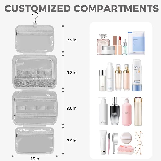 Toiletry Bag For women, Portable Hanging Organizer, 4 Leakproof Compartment for - Image 2