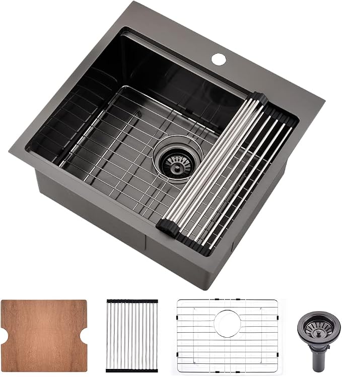 21 Inch Drop In Bar Sink- Bokaiya 21x20 Black Stainless Steel Drop In Wet Bar by Bokaiya