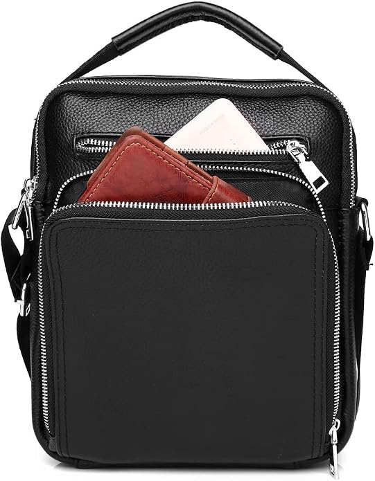 KPYWZER Genuine Leather Shoulder Bag Small Men Messenger Pack Handbag Sling - Image 2