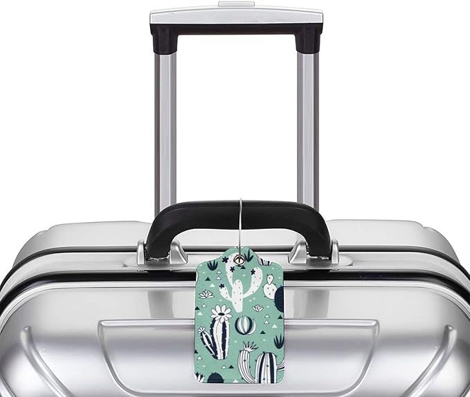 2 Pack Cute Cactus Green Suitcase Tags Identifiers Unique Leather Luggage Tags - Image 6